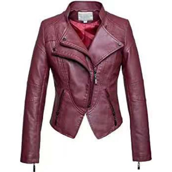 New Women's Leather Top Coat European And American Fashion Motorcycle Slim Fit Short Leather Jacket Jacket Zipper One Generation - Image 4