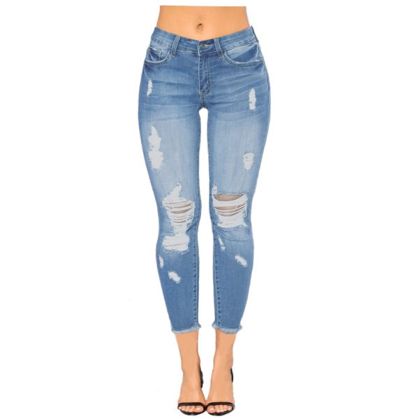 Ripped Denim Women's Pants Tight - Image 9