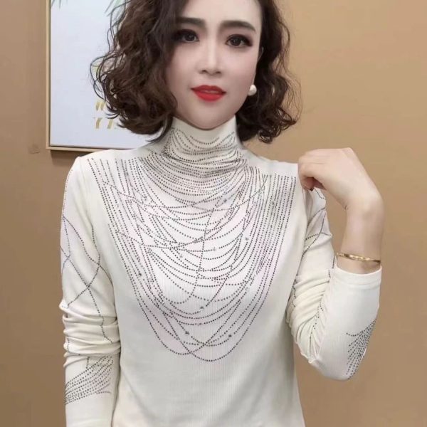 New Age-reducing Rhinestone Western Style All-matching Fashion Long Sleeve Women's Top - Image 9