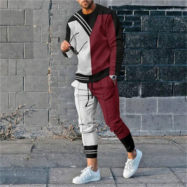 Men's 3D Digital Printing Loose Casual Long Sleeves Trousers Suit - Image 5