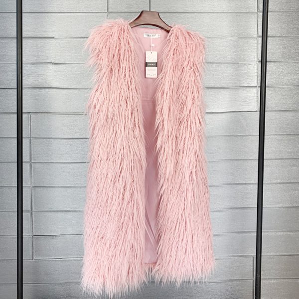 Long  Beach Wool Fur Vest Warm Vest Women's Vest Coat - Image 3