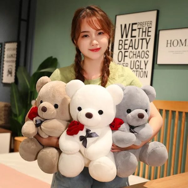 23-45cm New Lovely Hug Roses Teddy Bear Plush Pillow Stuffed Soft Animal Dolls Nice Birthday Gift Girlfriend Valentine's Day - Image 4