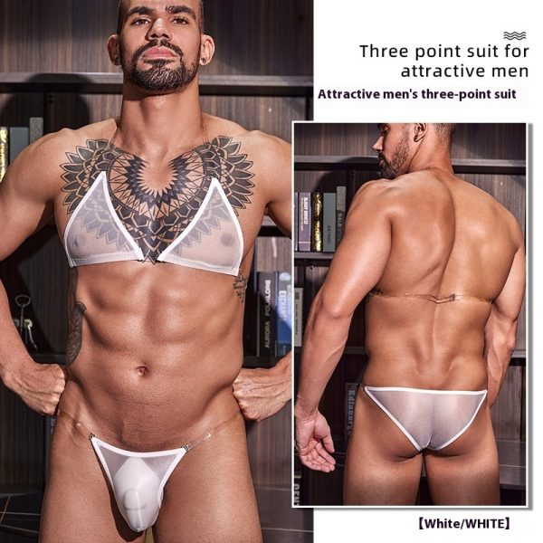 New Men's Thin Transparent Sexy Three-point Sexy Suit - Image 7