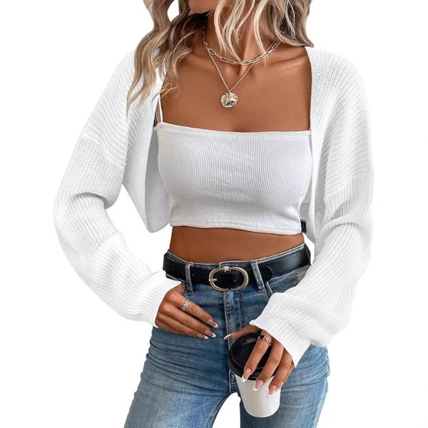 European And American Knitwear Women's Cardigan Shawl Long-sleeved Knitted Short Top - Image 3