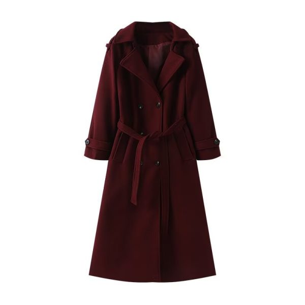 Loose Temperament Double Breasted Length And Width Woolen Coat - Image 2