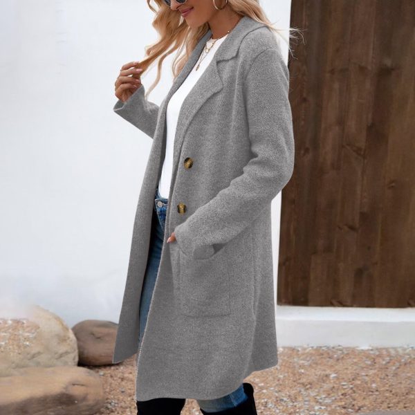 Women's Fashionable All-match Mid-length Woolen Coat Suit Jacket - Image 8