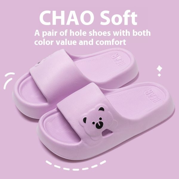 Cute Bear Home Slippers Summer Fashion Thick Bottom Non-slip Bathroom Slipper Women Men Couples Shoes - Image 6