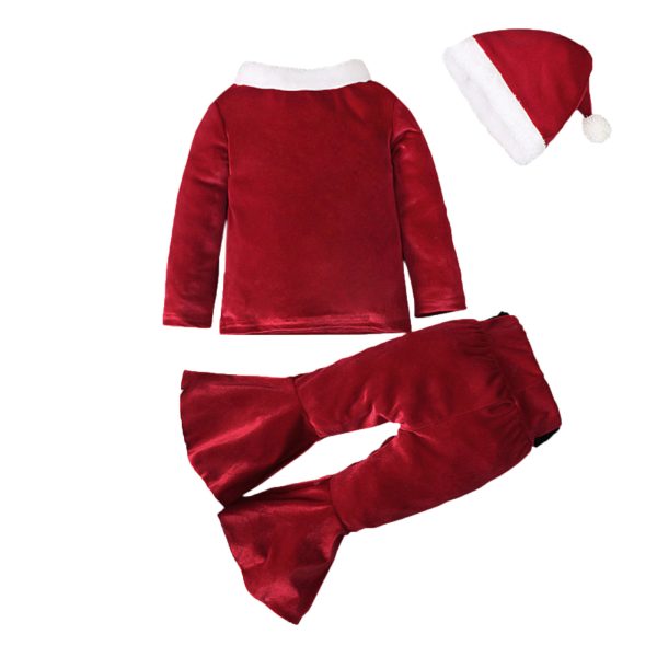 Winter Christmas Long-sleeved Shirt Bell Bottoms Hat Three-piece Children's Clothing - Image 7