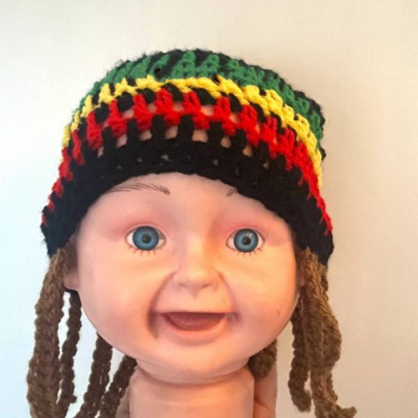 Halloween Jamaica Reggae Children Woolen Cap Handmade Knitted Rainbow Striped Festival Funny Wear - Image 10