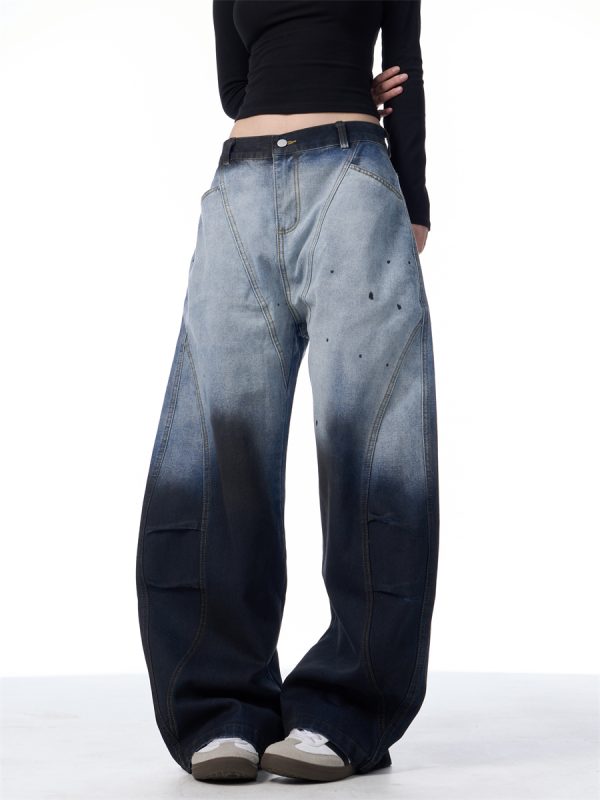 Gradient Tie-dye Machete Jeans Women's Wide-leg Trousers - Image 7