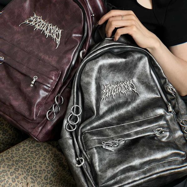 Dark Punk Puncture Rivet Fashionable Retro Large Capacity Backpack For Students - Image 3