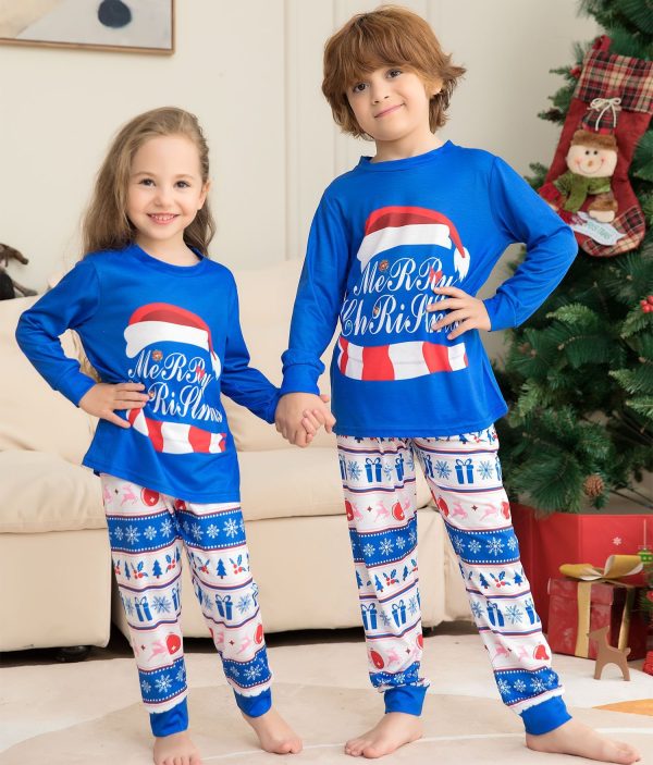 Matching Family Pajamas Sets Christmas PJ's Letter Print Top And Plaid Pants Jammies Sleepwear - Image 3