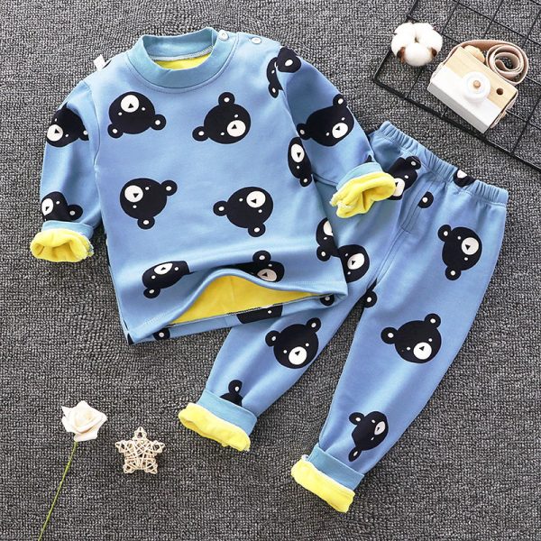 Children's Thermal Underwear Suit Fleece-lined Thickened Boys Girls Autumn Clothing - Image 5