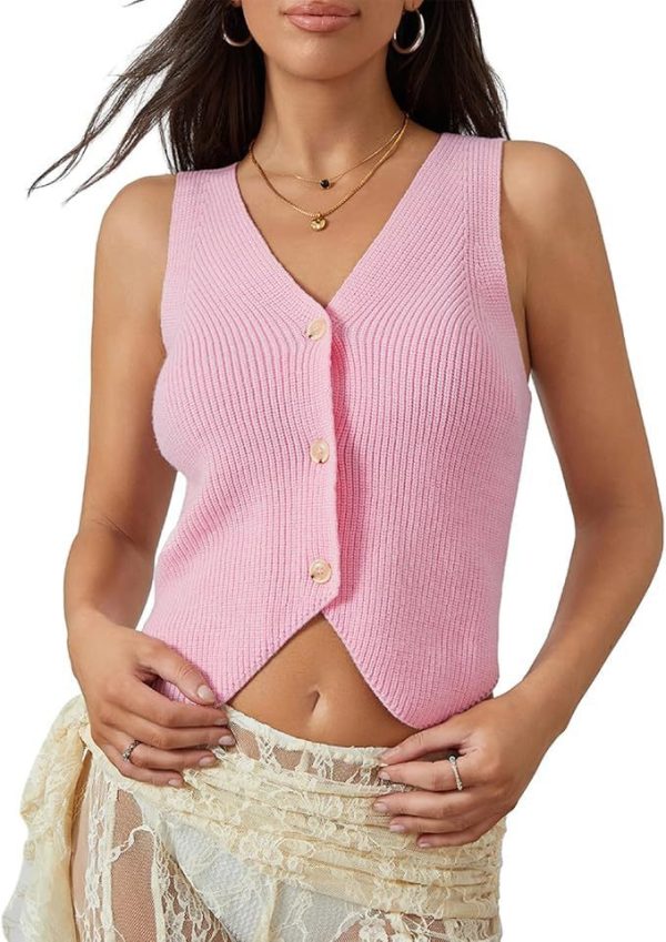 European And American Spring And Summer Women's Knitted Vest Top V-neck - Image 7