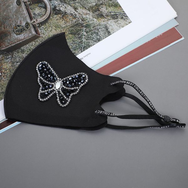 Rhinestone Smiley Butterfly Pattern Sun Block And Dustproof Mask - Image 9