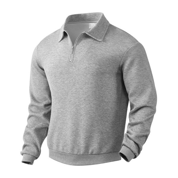 Lapel Zipper Men's Loose-fitting Casual Pullover - Image 3