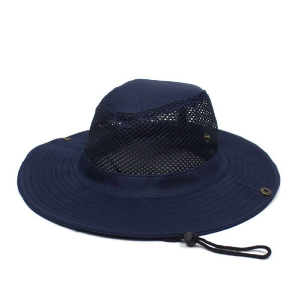 Patchwork Mesh Breathable Bucket Hat Fishing Cycling Windproof Sun Protection Foldable - Image 3