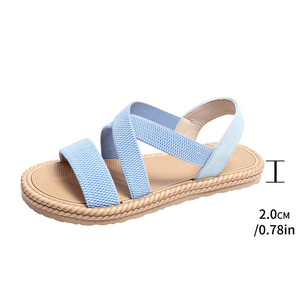 Women's Elastic Band Casual Student Plus Size Beach Roman Sandals - Image 5