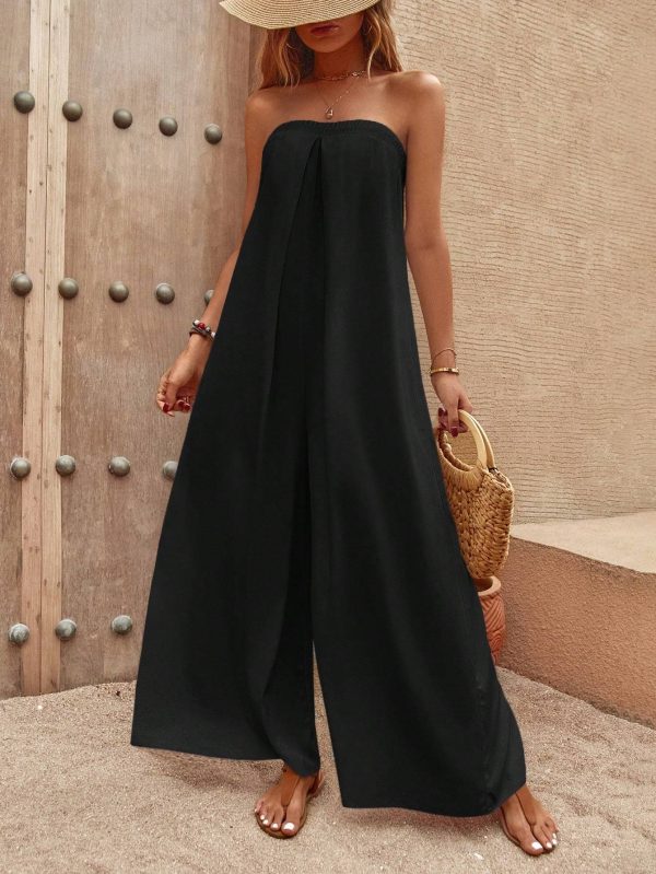 Solid Wide Leg Tube Jumpsuit - Image 2