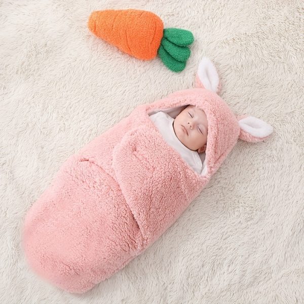 Super Soft Baby Sleeping Bag Fluffy Fleece Newborn Blanket Swaddle Blankets, Unisex Baby Wrap For Newborn Baby Boys Girls With Head-Protecting & Head-Supporting Function, Wearable Swaddle Sleep Sack - Image 5