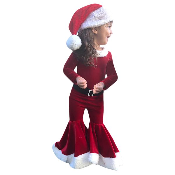 Winter Christmas Long-sleeved Shirt Bell Bottoms Hat Three-piece Children's Clothing - Image 5