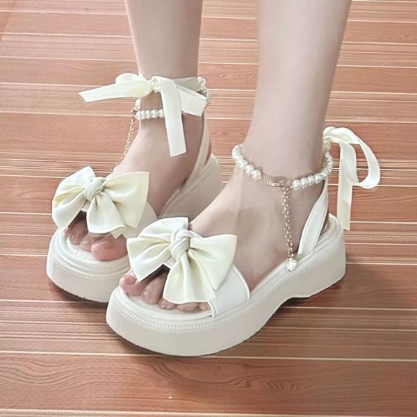 Sandals Women's Bow Internet Hot Thick Bottom With Skirt