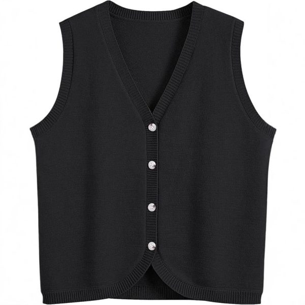 European And American Spring And Summer Women's Vest Buckle V-neck Casual Wear - Image 4