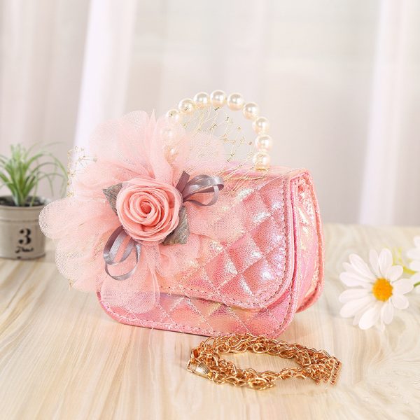 Flower Knitted Pearl Portable Diagonal Bag - Image 3