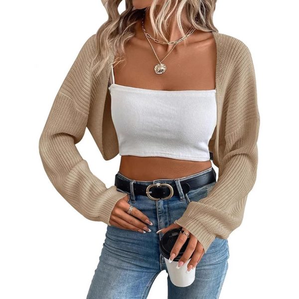 European And American Knitwear Women's Cardigan Shawl Long-sleeved Knitted Short Top - Image 5