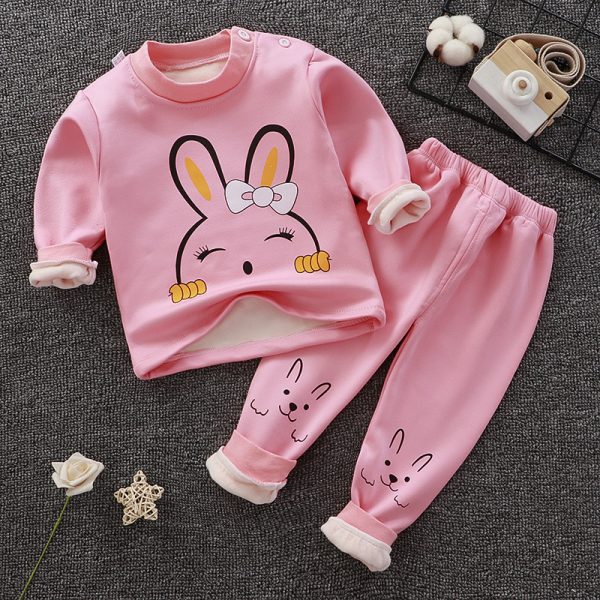 Children's Thermal Underwear Suit Fleece-lined Thickened Boys Girls Autumn Clothing - Image 7