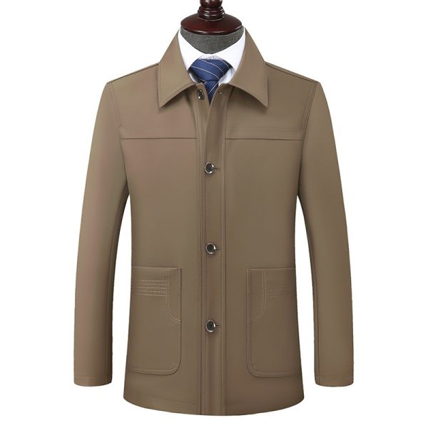 Plus Size Jacket Men's Middle-aged And Elderly Turn-down Collar Coat - Image 5