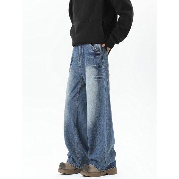 Men's Rivet Washed Jeans Loose - Image 5