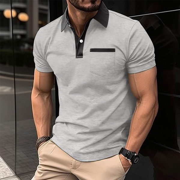 Lapel Fashion Slim Pocket Short-sleeved T-shirt Polo Shirt Men Clothing - Image 9