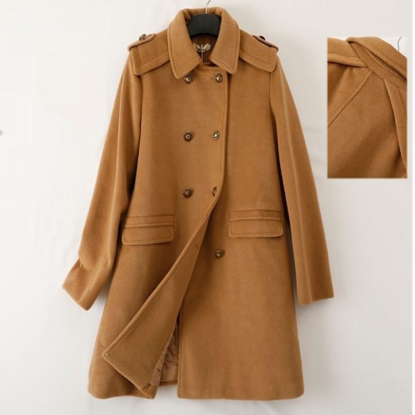 Korean Style Wool Double Breasted Coat For Women - Image 2