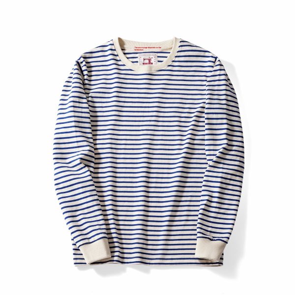 Classic Retro Cotton Striped Round Neck Casual Long Sleeve T-shirt Men - Image 5