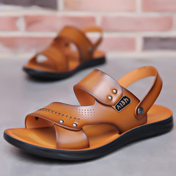 Men's Genuine Leather Wear-resisting Non-slip Breathable Slippers - Image 3