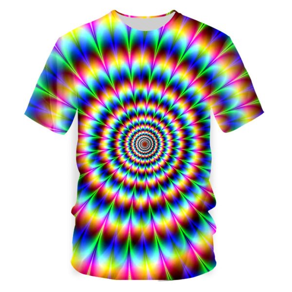 3D Colorful Psychedelic Digital Printing Floral Sweat-wicking Breathable Short Sleeve Casual T-shirt - Image 7