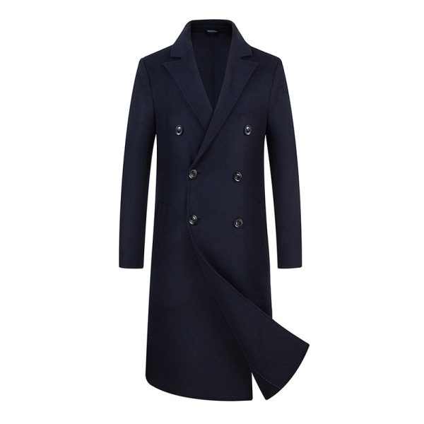 Woolen Coat Trench Coat Double Breasted Long Below The Knee - Image 4