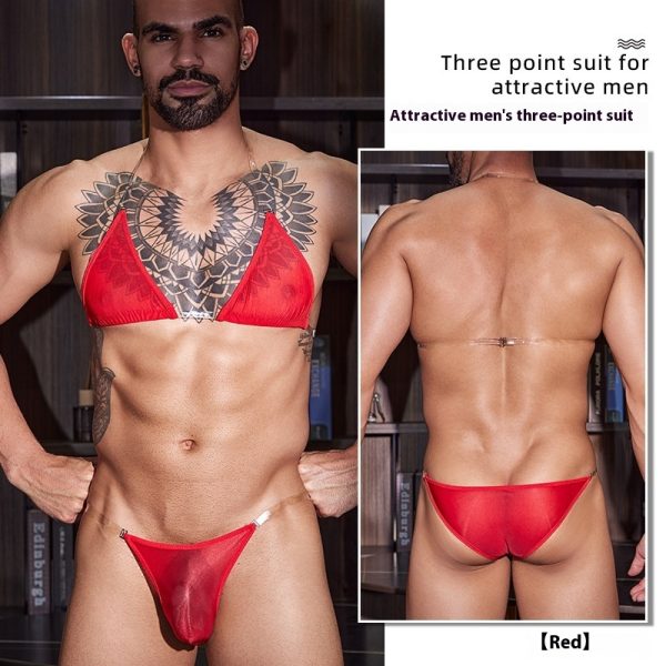 New Men's Thin Transparent Sexy Three-point Sexy Suit - Image 8