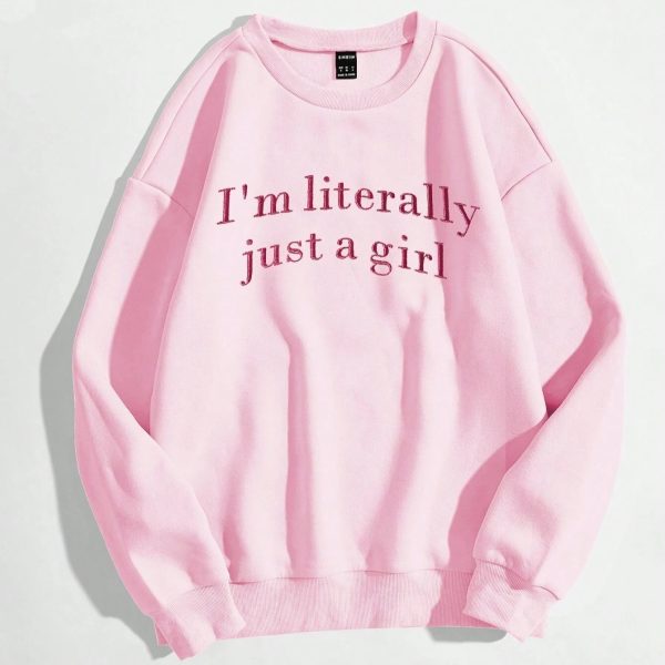 New In Just A Girl Letter Graphic Print Women's Sweatshirts