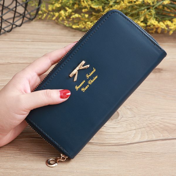 Women's Solid Color Bow Two-layer Wallet - Image 7