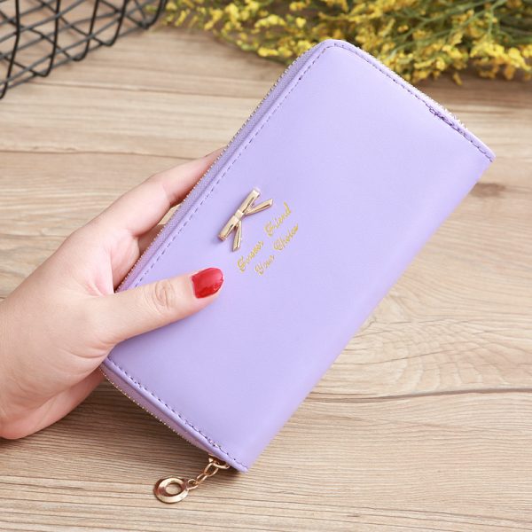 Women's Solid Color Bow Two-layer Wallet - Image 5