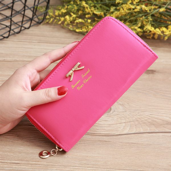 Women's Solid Color Bow Two-layer Wallet - Image 10