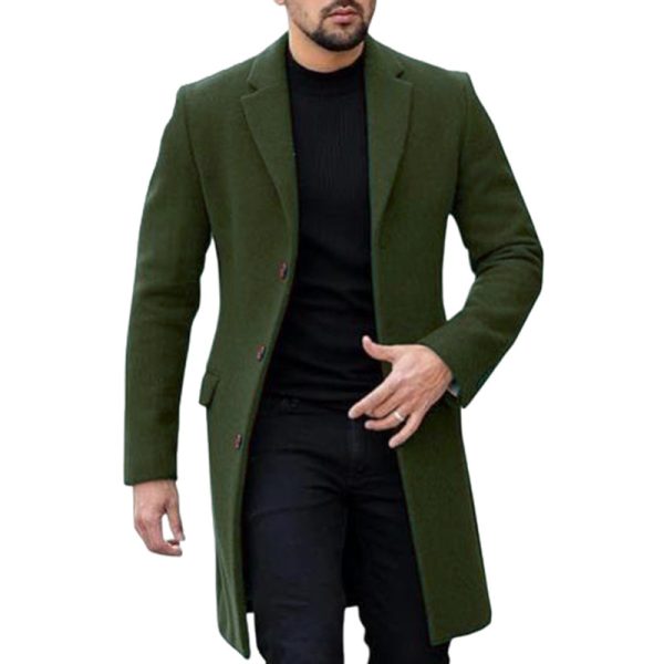 Single-breasted Cardigan Woolen Coat Men's Coat - Image 4