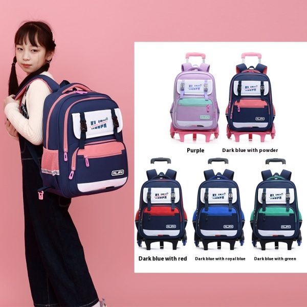 Children's Trolley Lightweight Shoulder Pad Wear-resistant Large Capacity Spine Protection Backpack Waterproof - Image 2