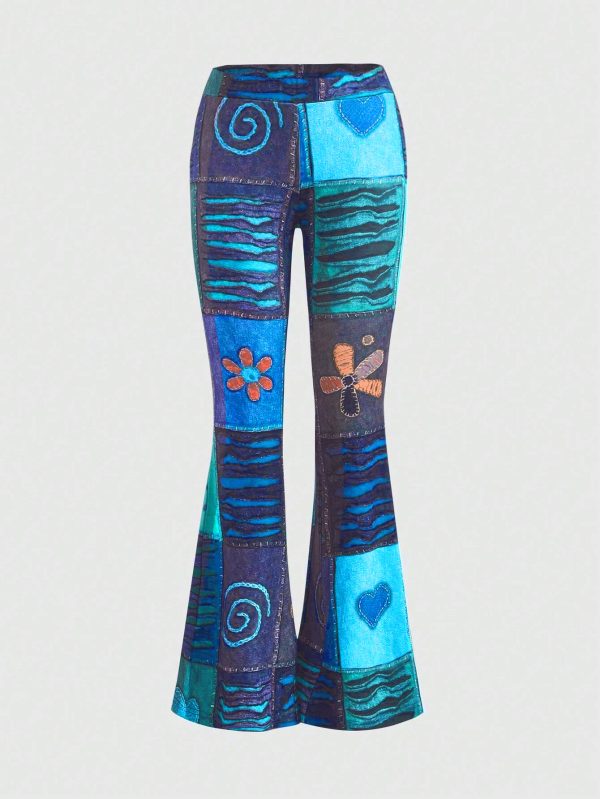 Pattern Abstract Art Style Personality Trend Tight Bootcut Pants - Image 7