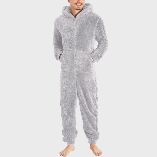 Men's Fashion Zipper Thermal Plush Jumpsuit Thermal Pajamas - Image 5