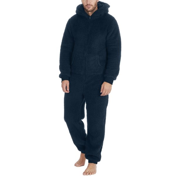 Men's Fashion Zipper Thermal Plush Jumpsuit Thermal Pajamas - Image 8