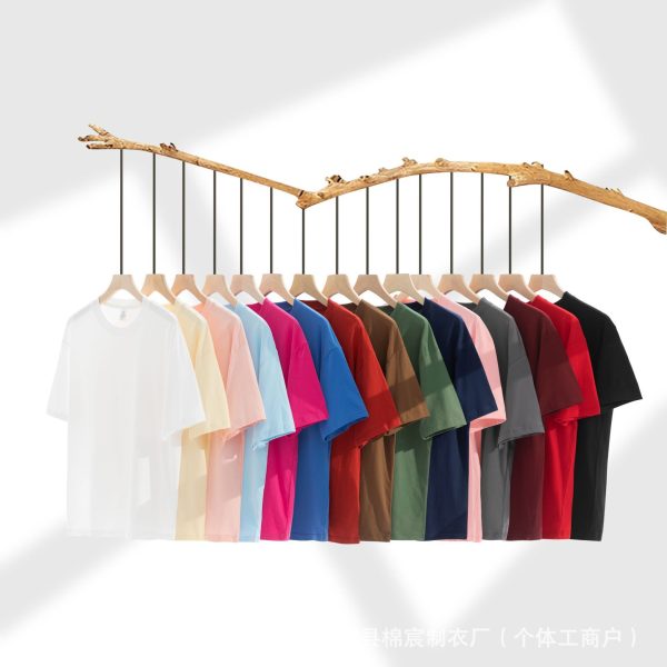 Cotton T-shirt Men's 220g Heavy Solid Color Round Neck Short Sleeves