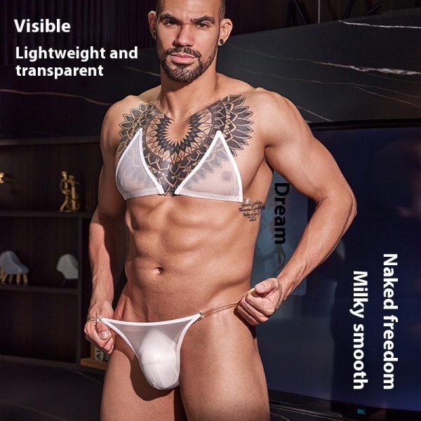 New Men's Thin Transparent Sexy Three-point Sexy Suit